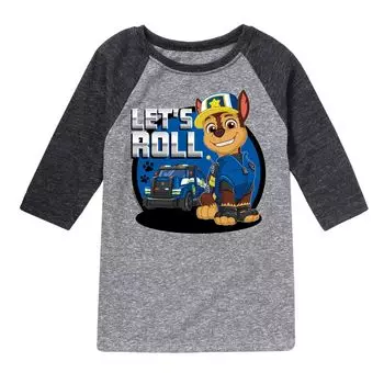 Футболка реглан с рисунком Chase из Paw Patrol для мальчиков 8–20 лет Licensed Character, серый