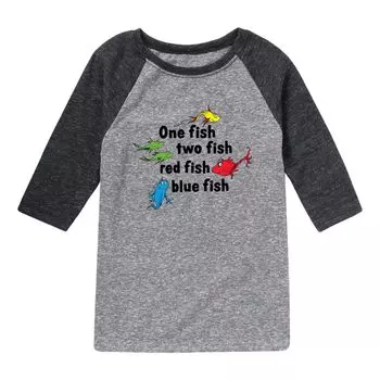 Футболка реглан с рисунком Dr. Seuss Red Fish Blue Fish для мальчиков 8–20 лет Licensed Character