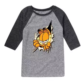 Футболка реглан с рисунком Garfield Peeking Out для мальчиков 8–20 лет Licensed Character