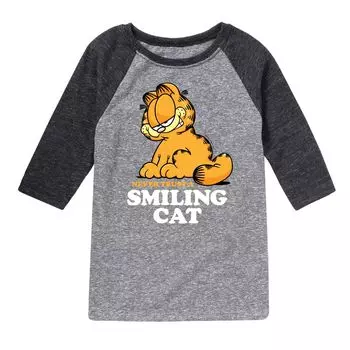 Футболка реглан с рисунком Garfield Smiling Cat для мальчиков 8–20 лет Licensed Character, серый