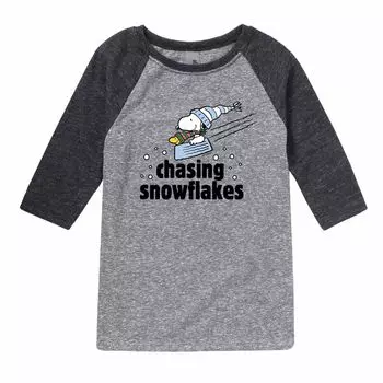 Футболка реглан с рисунком Peanuts Chasing Snowflakes для мальчиков 8–20 лет Licensed Character