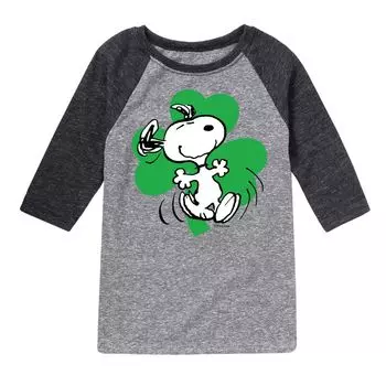 Футболка реглан с рисунком Peanuts Snoopy Shamrock для мальчиков 8–20 лет Licensed Character, серый