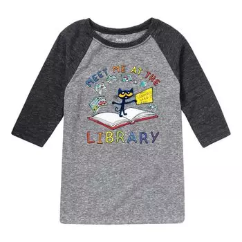 Футболка реглан с рисунком Pete The Cat Library для мальчиков 8–20 лет Licensed Character