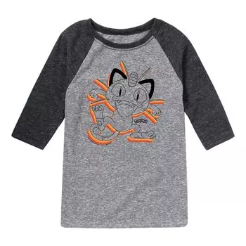 Футболка реглан с рисунком Pokemon Meowth для мальчиков 8–20 лет Licensed Character