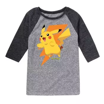 Футболка реглан с рисунком Pokemon Pikachu Bolt для мальчиков 8–20 лет Licensed Character