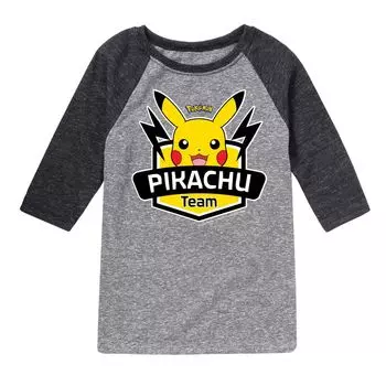 Футболка реглан с рисунком Pokemon Team Pikachu для мальчиков 8–20 лет Licensed Character
