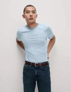 Футболка Regular Fit с круглым вырезом и полосками Marks & Spencer, цвет Light airforce
