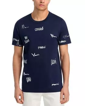 Футболка Regular Fit с логотипом по всей поверхности Marni, синий