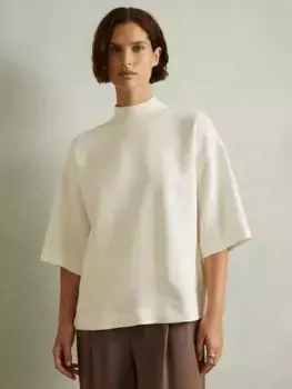Футболка Reiss Amaya Oversized Rib Neck, слоновая кость