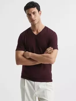 Футболка Reiss Dayton с V-образным вырезом, Бордо
