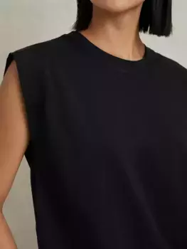 Футболка Reiss Morgan Cap Sleeve Cotton, черный