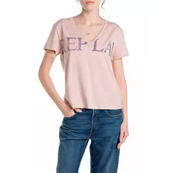 Футболка Replay W3084F.000.20994 short sleeve v neck, розовый