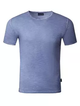 Футболка RESLAD T-Shirt basic Verwaschen Rundhals, цвет indigo-blau