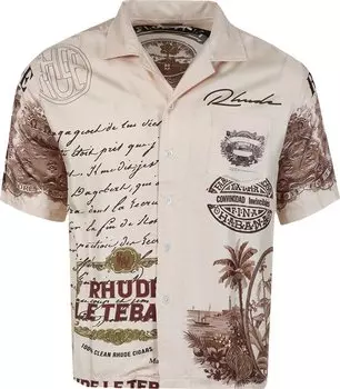 Футболка Rhude Silk Cigar Short-Sleeve Button Up 'Creme/Brown', коричневый