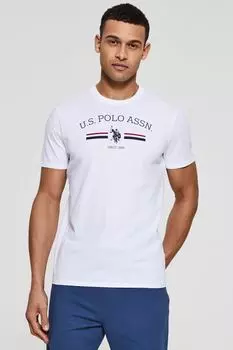 Футболка Rider с полосатым узором U.S. Polo Assn, белый