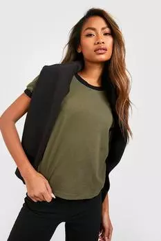 Футболка рингер Boohoo, хаки