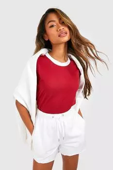 Футболка рингер Boohoo, ягодный