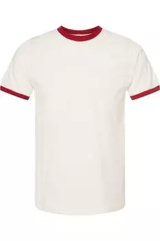 Футболка Ringer из тонкого джерси Tultex Unisex, цвет vintage white/ rio red