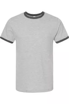 Футболка Ringer из тонкого джерси Tultex Unisex, цвет heather grey/ heather charcoal