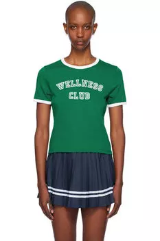 Футболка Ringer зеленая «Wellness Club» Sporty & Rich