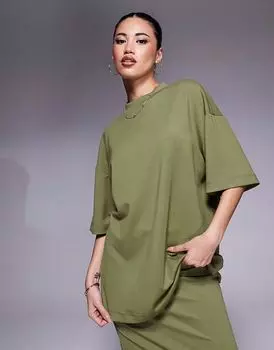 Футболка River Island clean oversize цвета хаки