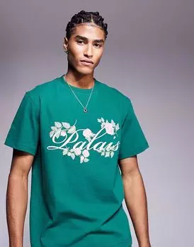 Футболка River Island oversize с вышитым цветочным узором «palais» зеленого цвета