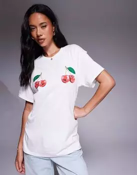 Футболка River Island с двумя вишнями белого цвета