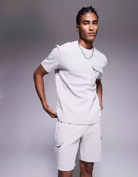 Футболка River Island с короткими рукавами и карманом из нейлона светло-серого цвета