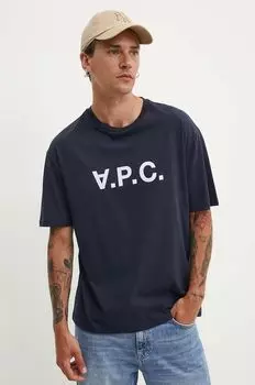 Футболка River T-Shirt из хлопка A.P.C., темно-синий