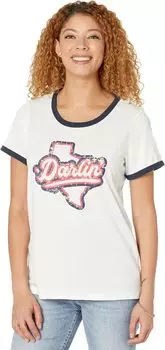 Футболка Rock and Roll Cowgirl Texas Darlin Graphic Ringer T-Shirt 49T9947, белый