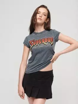 Футболка рок-группы с графическим рисунком Superdry, вымытый угольно-черный