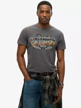 Футболка рок-группы с графическим рисунком Superdry, цвет Charcoal Grey