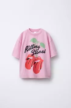 Футболка rolling stones cherry ZARA, розовый