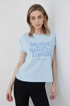 Футболка ROSIE из хлопка Pepe Jeans, синий