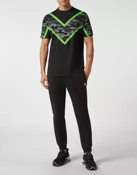 Футболка Round Neck SS Neon Amazon Edition (Камуфляж) Plein Sport, цвет Black+Green Fluo