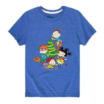 Футболка «Рождественская отделка елки» Nickelodeon Rugrats для мальчиков 8–20 лет Licensed Character, синий