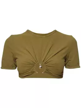 Футболка Ruched Orbit Crop Christopher Esber, коричневый