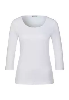 Футболка, рукав 3/4, однотонная, женская Street One, белый