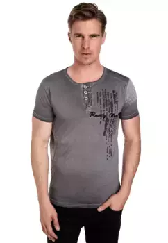 Футболка Rusty Neal с шикарной планкой на пуговицах, антрацит