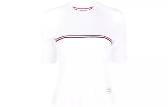 Футболка Rwb в полоску с круглым вырезом THOM BROWNE, белый