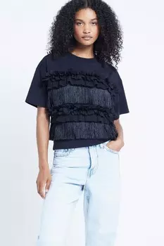 Футболка с 3D цветочным принтом River Island, черный