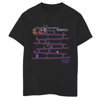Футболка с 8-битной боковой прокруткой и графикой Nintendo Donkey Kong для мальчиков 8–20 лет Licensed Character