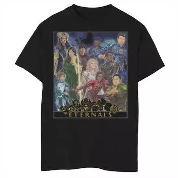 Футболка с абстрактным графическим плакатом для мальчиков 8–20 лет Marvel Eternals Team Licensed Character