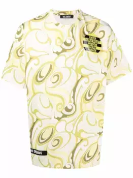 Футболка с абстрактным принтом Raf Simons, желтый