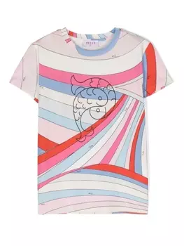 Футболка с абстрактным рельефным логотипом PUCCI Junior, белый