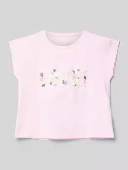 Футболка с эффектной строчкой и пайетками Guess, розовый