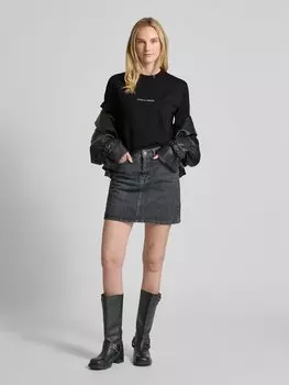 Футболка с эффектным принтом, модель «RELAX COLWOMAN» Selected Femme, черный