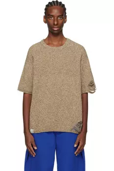 Футболка с эффектом поношенности Ader Error, бежевый