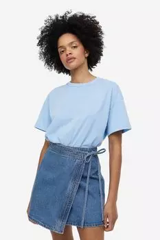 Футболка с эффектом потертости H&M, светло-синий