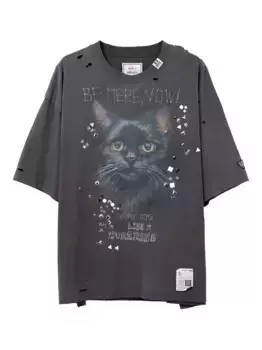 Футболка с эффектом потертости и принтом Maison Mihara Yasuhiro, черный